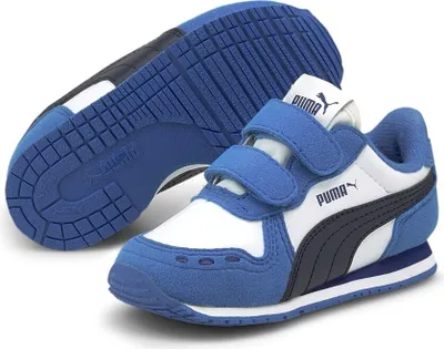 Produktbild von Puma Cabana Racer SL V Inf Uni Kinder Baby Schuhe Sneaker Klettverschluss, Größe:EUR 21 / UK 4.5 / 13.5 cm, Farbe:Puma White - Peacoat