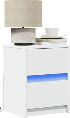 Productafbeelding van Maison Exclusive - Nachtkastje met LED-verlichting, wit, van houtvezel