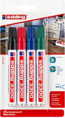 Produktbild von Edding - Filzstift 3300 Diagonale 1-5 mm, sortiert, Blister mit 4 Stück