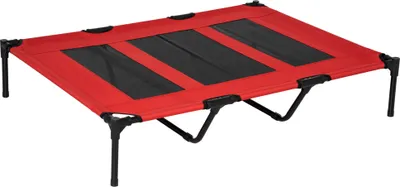 Produktbild von PawHut Hundebett Outdoor Hundeliege outdoor Katzenbett Haustierbett Schlafplatz Metall Oxford-Gewebe Rot 122 x 92 x 23 cm