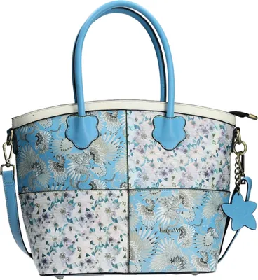 Produktbild von Laura Vita Damen Shopper Henkeltasche Blumenmuster Handtasche Adamier 01, Farbe:Blau