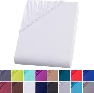 Produktbild von Visaggio Spannbettlaken Mikrofaser Weiß 90-100x200 cm, hautfreundlich, pflegeleicht, atmungsaktiv, hygienisch, mit Rundumgummizug, Öko-Tex Standard 100, ca. 135 g/m², waschbar bei 60°, trocknergeeignet