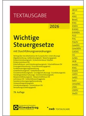 Produktbild von Wichtige Steuergesetze: mit Durchführungsverordnungen (Textausgabe)