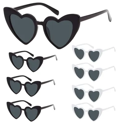 Produktbild von Retro Herz Sonnenbrille 8 Stück, Herzförmig, Partybrille für Hochzeit