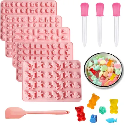 Immagine prodotto di Set di 5 stampi in silicone per dolci, biscotti per cani, cubetti di ghiaccio, cioccolato, colore rosa
