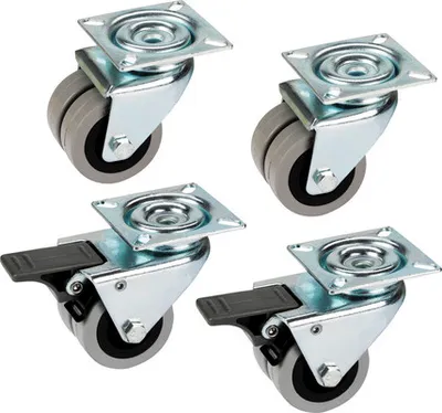 Obrázok produktu pre Sada nábytkových koliesok s montážnou doskou 19 mm, 4 ks