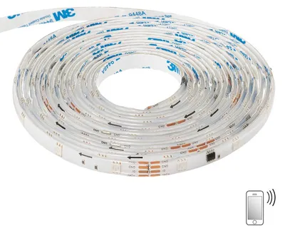 Produktbild von 5 Meter langes LED RGB-Band, mit Bluetooth und Fernbedienung