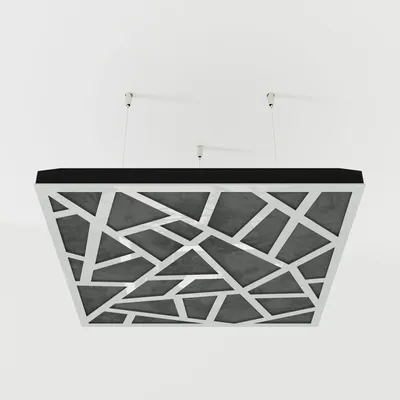 Produktbild von 2er-Pack – Abgehängtes Decken-Akustikpaneel mit Samtstoff und Befestigungsset|50x50x5cm|Schallabsorption |[SKYROSS -Weißer Kunststoff|Grau]