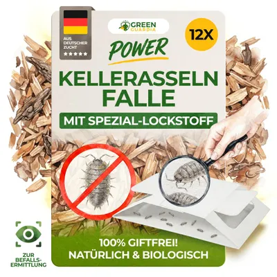 Produktbild von Green Guardia Kellerasseln Falle mit Spezial-Lockstoff – 12x Fallen – Kellerasseln bekämpfen, chemiefreies Mittel gegen Kellerasseln im Haus & Garten