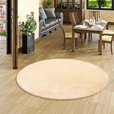 Produktbild von Hochflor Shaggy Teppich Palace Natur Rund, Größe:133 cm Rund