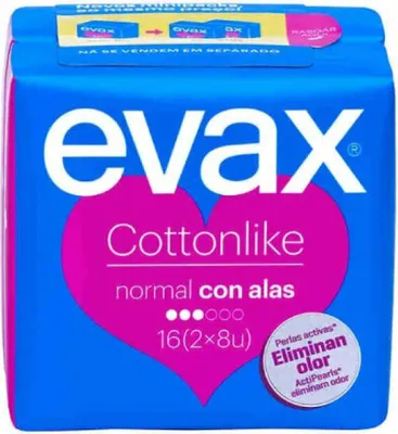 Imagen del producto de Evax, toallas sanitarias normales con alas, para mujer, 12 unidades