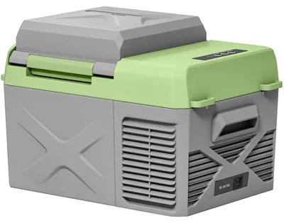 Produktbild von 12 Liter Kompressor Kühlbox elektrische Kühlbox mit Anschluss Kühlhaltefunktion Grau+Grün
