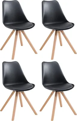 Produktbild von 4er Set Stühle Toulouse Kunstleder Natura Square schwarz
