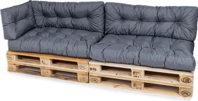 Produktbild von TexDeko Garden Palettenkissen 120x80x18cm wasserabweisend gesteppt Sitzauflage für Europaletten, UV-beständig (5-TLG Set, Grau)