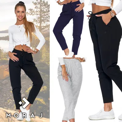 Produktbild von Moraj Damen Jogginghose Baumwolle Taschen Freizeithose Yoga Kordelzug Sport Jogger - 3200-008 - SCHWARZ - L