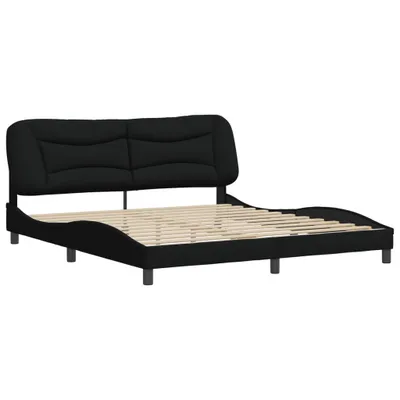 Image de Cadre de lit sans matelas Hvar noir 180x200 cm tissu
