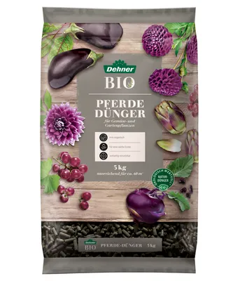 Produktbild von Dehner Bio Pferdedünger, organischer Dünger für Gemüsepflanzen / Gartenpflanzen, aus 100 % Pferdemist, ökologisch wertvoll, 5 kg, für ca. 60 qm
