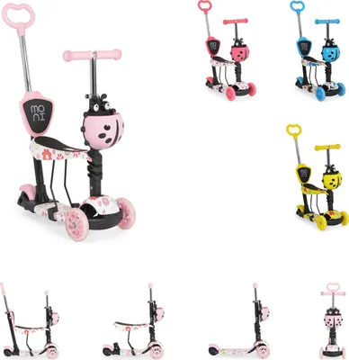 Produktbild von Moni Kinderroller Lollipop 3 in 1 Schiebestange, Sitz, PolyurethanVorderräder mit LED rosa