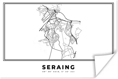 Produktbild von MuchoWow® Poster Karte - Stadtplan - Seraing - Belgien - Schwarz und weiß 180x120 cm - Fotoplakat