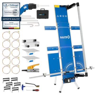 Produktbild von BAUTEC Styroporschneider GAZELLE 7 + STYROCUTTER 250W » Set inkl. 10 Schneidedrähte, Gerüsthalterung, Schleifraspel