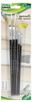 Obrázok produktu pre Sada 5 špachtľových štetcov Lebez z čistých štetín s drevenou rukoväťou vo veľkostiach 2, 4, 6, 8, 10