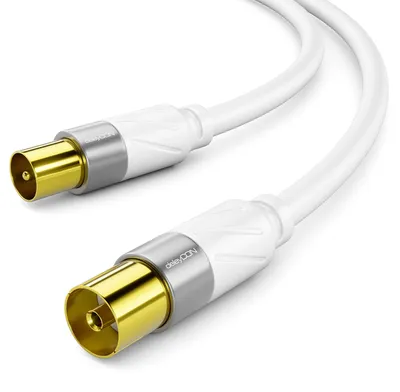 Produktbild von deleyCON 2m 4K TV Antennenkabel - IEC Koaxialkabel HDTV - Weiß