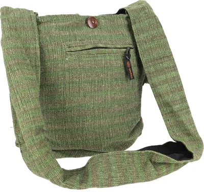 Produktbild von Sadhu Bag Gestreift, Goa Tasche, Schulterbeutel - Grün, Uni - Erwachsene, Baumwolle, 35*35*12 cm, Alternative Umhängetasche, Handtasche aus Stoff