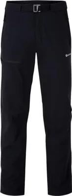 Schwarze Trekkinghose für Herren von Montane; Modell "MEN"S TENACITY PANTS"; mit Gürtel und seitlichen Taschen.