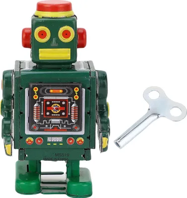 Produktbild von Vintage-Roboter mit Aufziehgriff, Uhrwerk, Frühlingsspielzeug für Sammlung, Café, Heimdekoration, Fotografie-Requisite, Grün