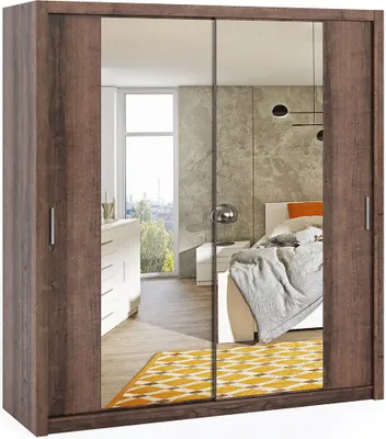 Produktbild von Schiebetürenschrank Zenit 200 cm, Schlafzimmerschrank, Schwebetürenschrank, Schrank (Farbe: Monastery Eiche, mit Spiegel)