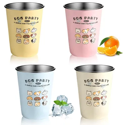 Edelstahlbecher 4er-Set 350 ml wiederverwendbar