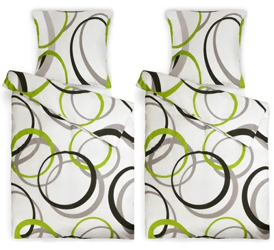 Image de Beautissu Ensemble de literie 4 pièces Nina 2 housses 135 x 200 cm et 2 taies d'oreiller 80 x 80 cm