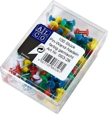 Produktbild von Pinnwandnadel 7,5mm sortiert VE=10x100 Stück
