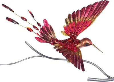 Produktbild von Goodwill Weihnachtskugel Vogel-Kolibri auf Klippe Rot-Gold 20 cm