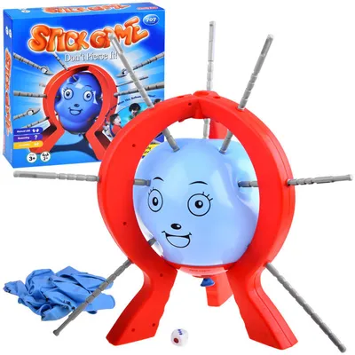 A toy game called Stick Game, also known as Boom Boom Ballon, is displayed with its packaging and accessories.