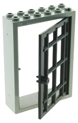 Produktbild von 1x Lego Tür Rahmen 2x6x7 alt-hell grau Fenster Gitter 1x6x7 schwarz 4611 4071