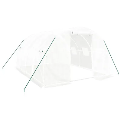 Image de vidaXL Serre avec cadre en acier blanc 12 m² 4x3x2 m