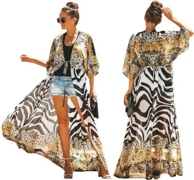 Produktbild von Langes Kleid - Strandkleid mit Spitze - Luftiger Überwurf für den Strand - Boho-Pareo für den Strand - Bunt - Einheitsgröße