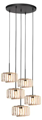 Image de Suspension - naturel noir - HaloSwap - bambou métal - Ø 50cm - E27 - 4522ZW - Steinhauer