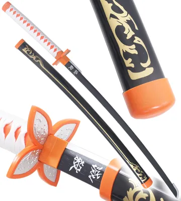 Produktbild von Anime Cosplay Katana aus Holz, Klinge aus Holz, Katana Shinobu Kocho, Holzschwert Kimetsu No Yaiba, Schwert Black Edition.