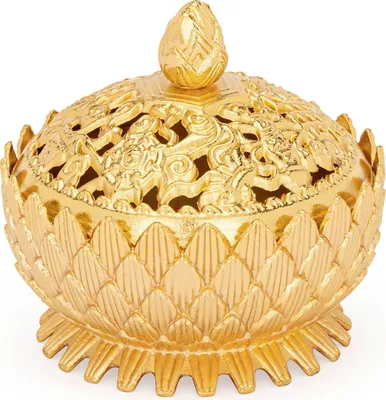 Produktbild von NKlaus Räuchergefäß Lotus gold 6cm Durchmesser Betriebsart Räucherkohle Weihrauchgefäß 14005