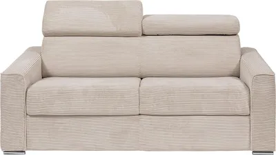 Produktbild von Express 3-Sitzer Schlafsofa in beigefarbenem Cord - Liegefläche 140 cm - Matratze 18 cm - VIZIR