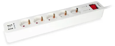 Productafbeelding van Equip 245554 Equip Steckdosenleiste 5-fach Schuko 1,5m Kabel,2xUSB,Schutz