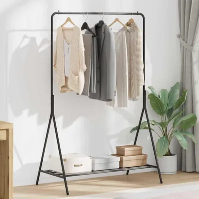 Produktbild von Möbel Kleiderständer mit Regal Schwarz 100 x 56 x 154 cm Stahl - Garderobenständer 868444