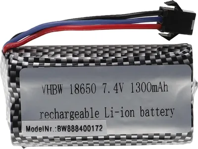 Produktbild von vhbw Akku für Modellbau z.B. Racing Car, Helikopter, Flugzeug (1300mAh, 7,4V, Li-Ion, 69 x 37 x 19 mm, SM-3P)