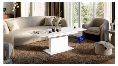Produktbild von Ausziehbarer und höhenverstellbarer Couchtisch 126/168 cm in Weiß matt