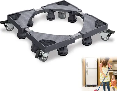Produktbild von YUENFONG Waschmaschinen-Untergestell Verstellbare Beweglich Sockel, Podeste & Rahmen für Waschmaschinen, Trockner und Kühlschrank , 8 Füße + 4 Räder, Grau