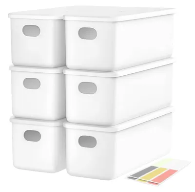 Immagine prodotto di Elzusha - Set di 6 contenitori con coperchio - Contenitori in plastica per l'organizzazione di cucina, camera da letto e bagno