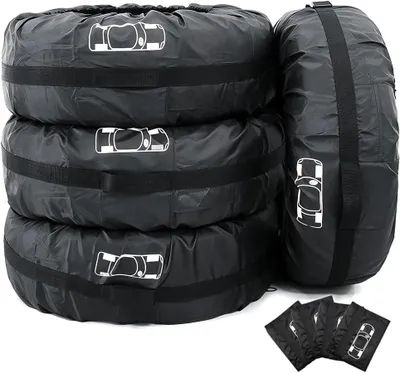 Produktbild von Reifenhüllen Set, wetterbeständiges Polyester, 4 Stück, 19-23 Zoll, für die Reifenlagerung