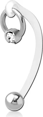 Produktbild von viva-adorno Intimpiercing KVV Christina Bioflex Piercing Banane Kristall Klar BCR Ring Anhänger Bauchnabelpiercing Z550bcr